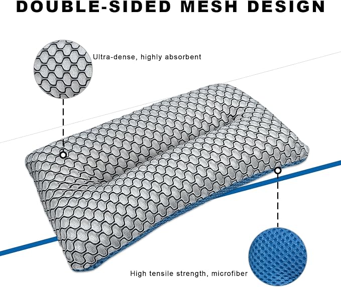 2 PCS Two-Sided Car Wash Sponge, Non-Scratch Microfiber Sponge Pad Soft Mesh - Image 3