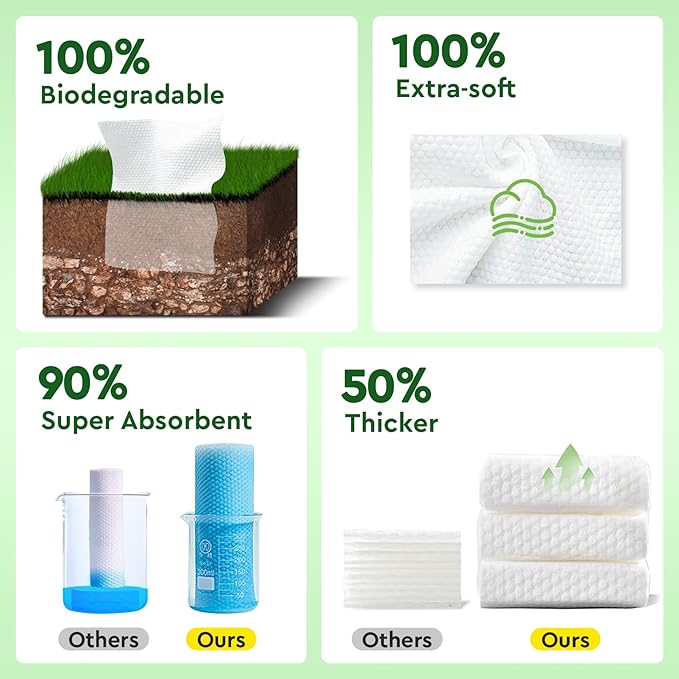 Elvira 100 Count Disposable Face Towels, Biodegradable Skincare Facial - Image 5