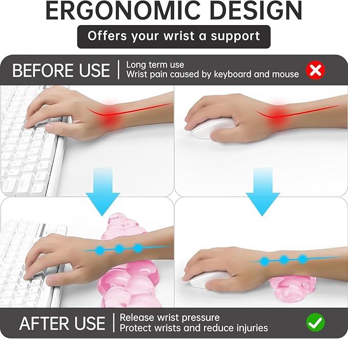 Mouse Pad with Wrist Rest, Soft Cloud Gel Keyboard Mouse Pad Set with Hand - Image 4