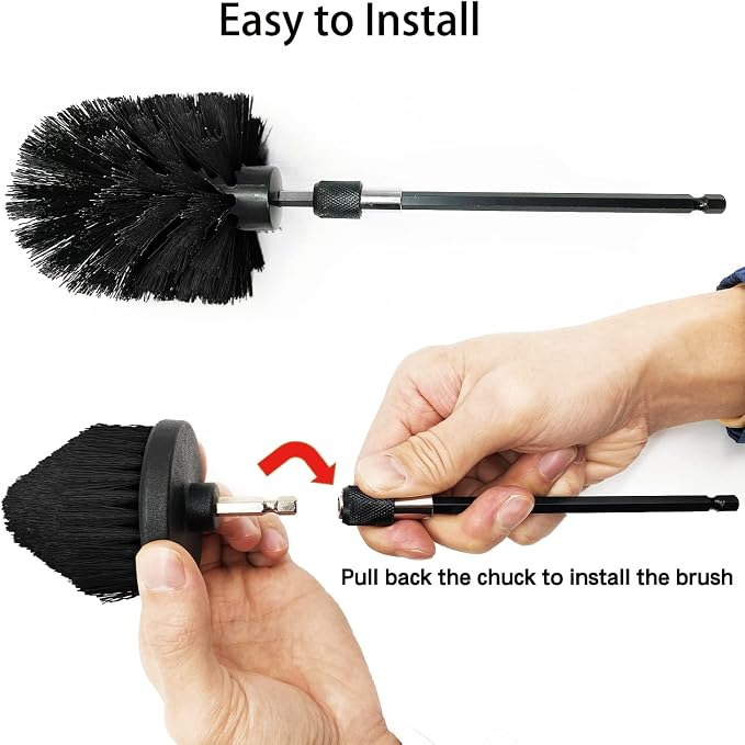 8 Pack Drill Brush Attachment Set, 1/4in Power Scrubber Brush + Extend Long Rod - Image 6