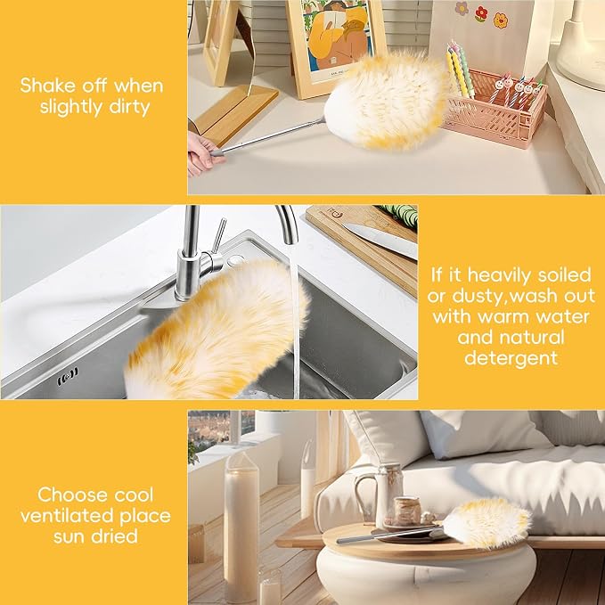 Lambswool Extendable Mini Duster 14-34 Inch Stainless Steel Extension - Image 4