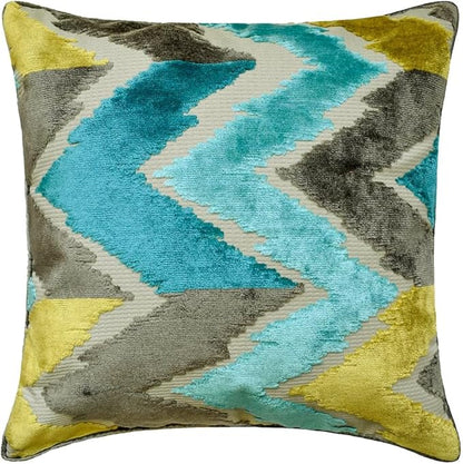 The HomeCentric King/Queen/Twin Blue Decorative Queen 74"x18" Bed Runner with One Pillow Cover, Velvet, Peacock Colors & Ombre Bed Scarf on Velvet Fabric - Plume Palatte