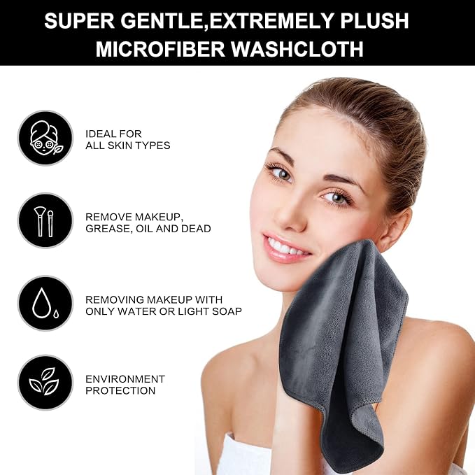 SINLAND Microfiber Facial Cloths Fast Drying Washcloth 12inch x 12inch - Image 2