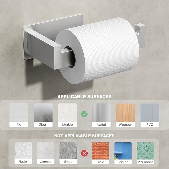 Auxmir Toilet Paper Holder Self Adhesive, Premium Thicken SUS304 Stainless - Image 7