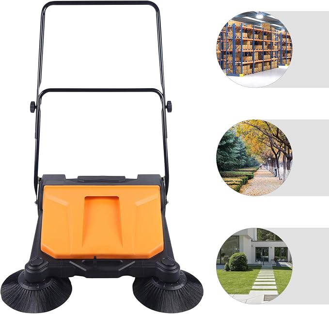 Walk Behind Outdoor Push Sweeper, 26 Inch 15L Walk-Behind Outdoor and Indoor - Image 9