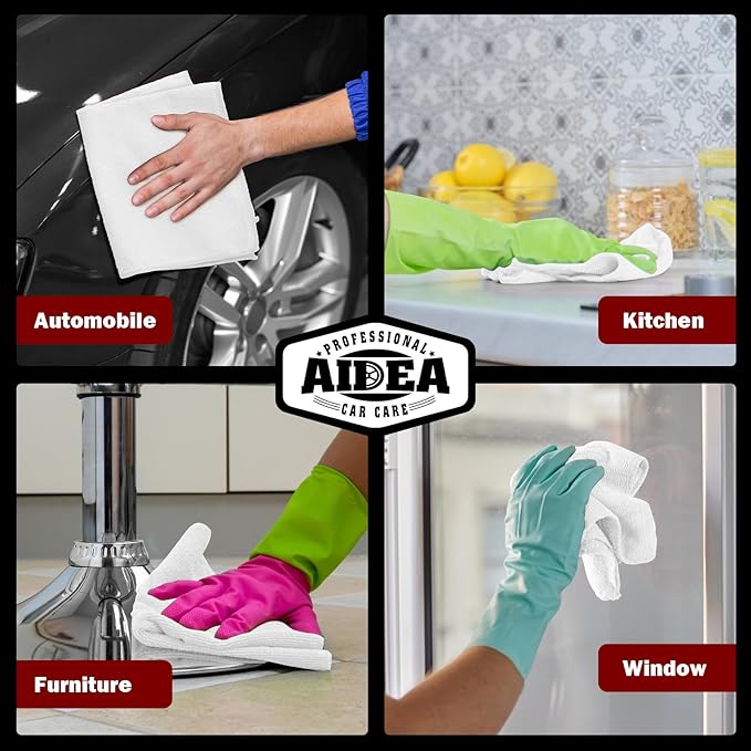 AIDEA Microfiber Cleaning Cloth White 50PK, Microfiber Towels - Image 5