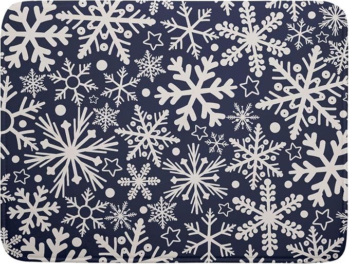 Dark Blue Winter Dish Drying Mat by Aytipun