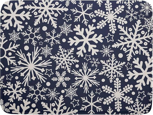 Dark Blue Winter Dish Drying Mat by Aytipun