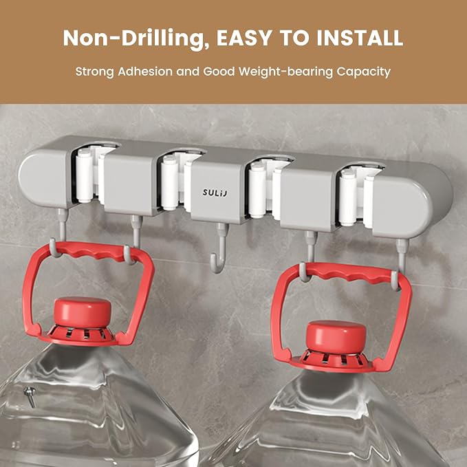 3PCS Broom Holder Wall Mount, No-Drilling Self-Adhesive Mop and Broom Storage - Image 7