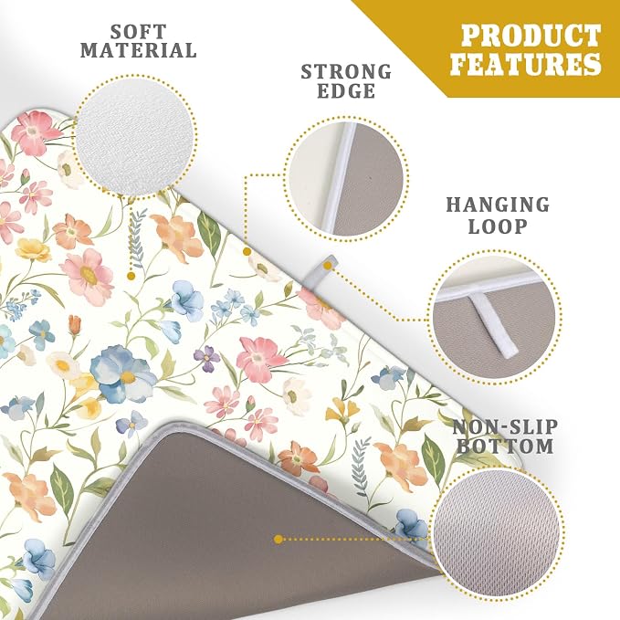 Khope Spring Dish Drying Mat for Kitchen Counter 18x24 Inch Summer Colorful - Image 4