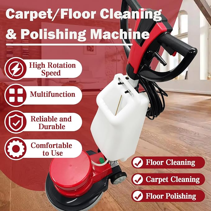 TECHTONGDA Floor Polisher & Buffer Commercial Floor Buffer Scrubber 17" Carpet - Image 2