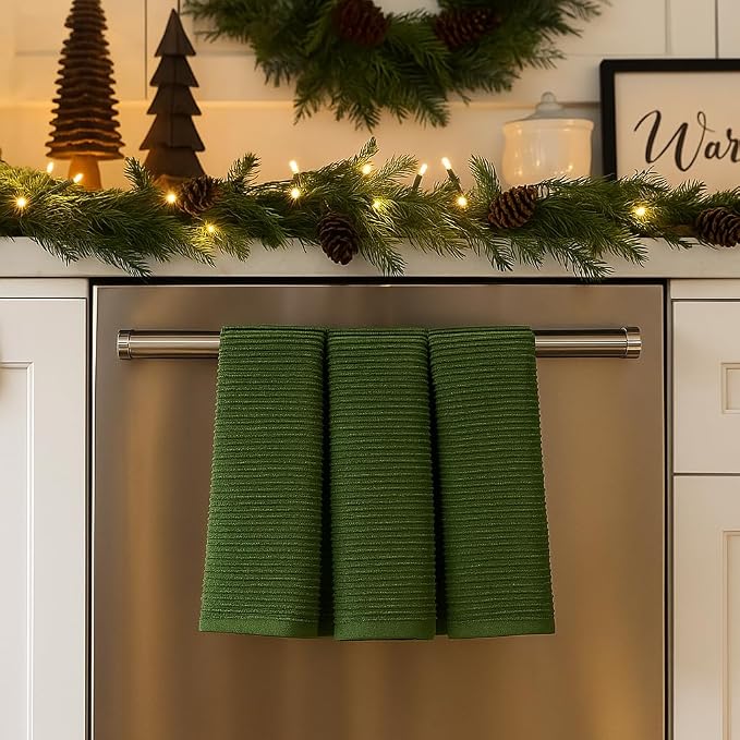 Serafina Home Avocado Forest Green Kitchen Hand Dish Towels: Oversized 28" x 18" - Image 2