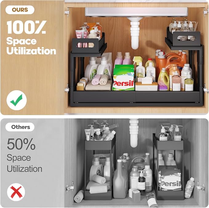 1 Pack-15.7"-25.7"W Expandable Under Sink Organizer - Image 4