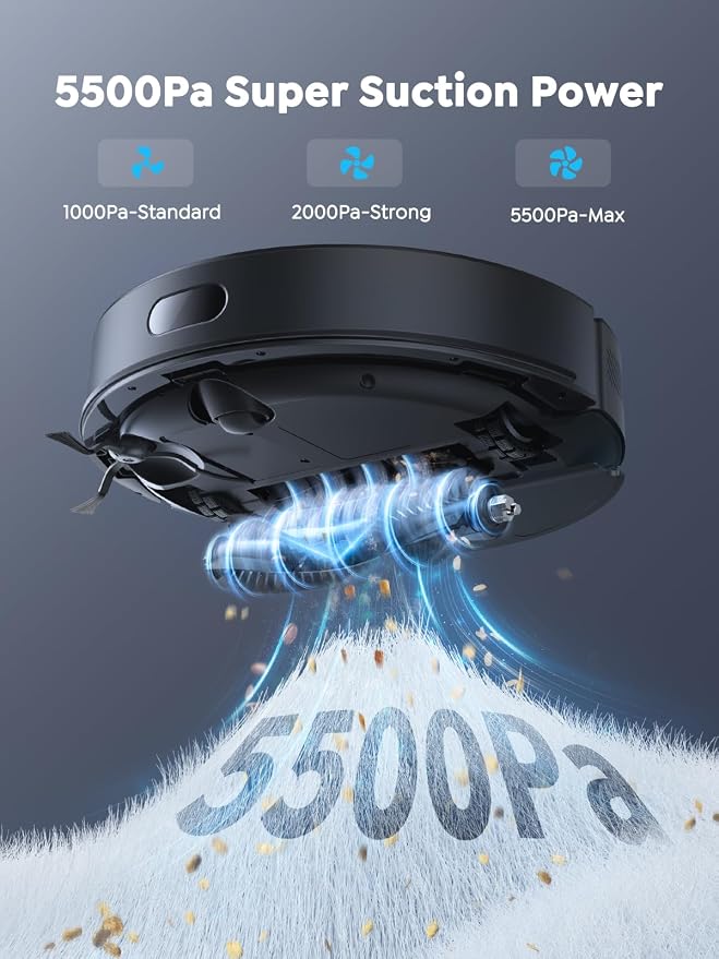 Vyzzle E20 Robot Vacuum and Mop, 60-Day Robot Vacuum Self Emptying, 5500Pa - Image 3