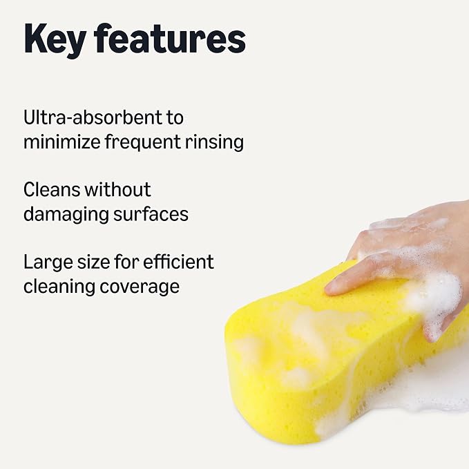 Amazon Basics Jumbo Sponges for Car Cleaning, Bodywork & Windows - Image 2