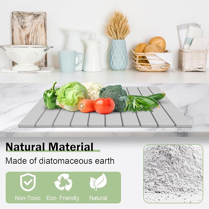 Stone Dish Drying Mat for Kitchen Counter, Versatile Stone Drying Mats for Cups - Image 3