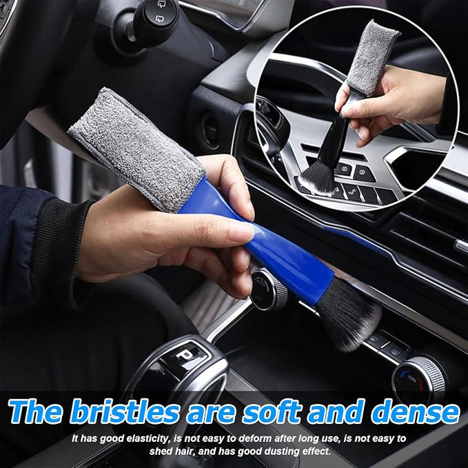 Car Double Head Brush, Double Head Automotive Interior Cleaner Detail Brushes - Image 6