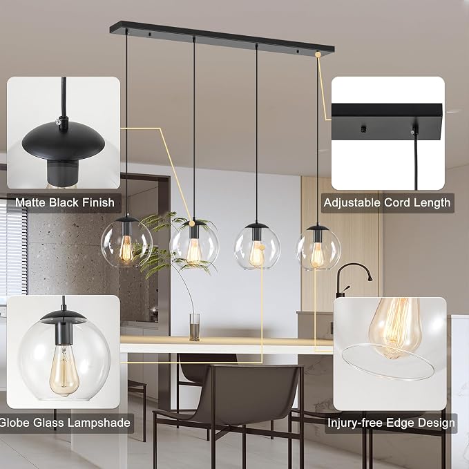 Globe Pendant Light, Modern Hanging Lighting Fixture, Classic Cluster Chandelier - Image 4