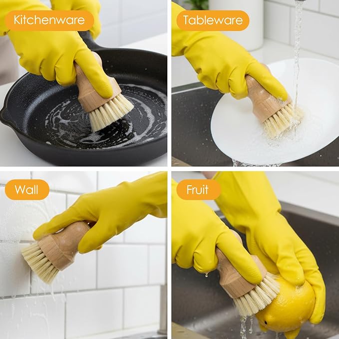 10 Pack Bamboo Dish Brush Set, Natural Dish Scrub Brush - Image 5