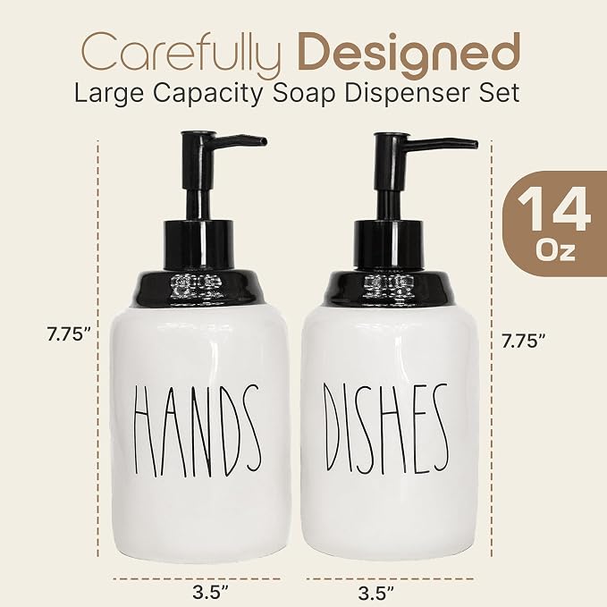 Modern Farmhouse Ceramic Dishes and Hands Soap Dispenser Set - Image 3