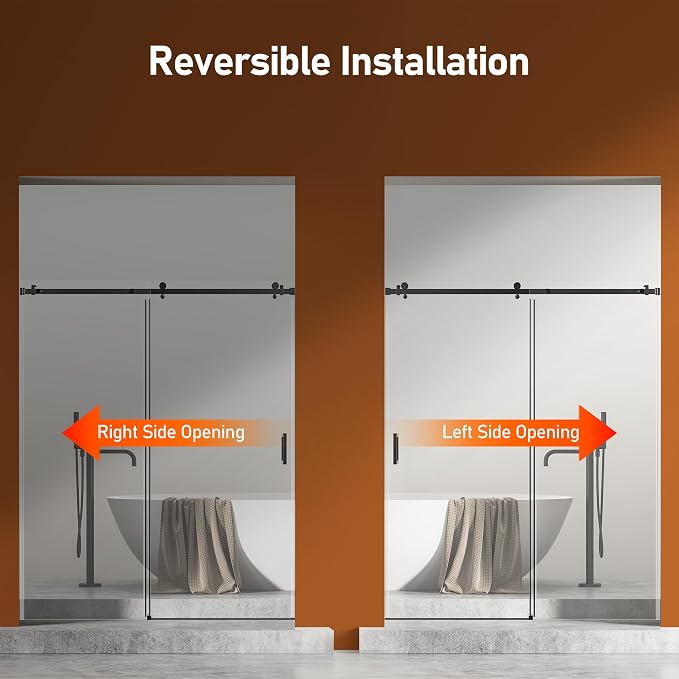 56-60 Inch Frameless Sliding Shower Door, 5/16" Clear Tempered Glass, Smooth - Image 8