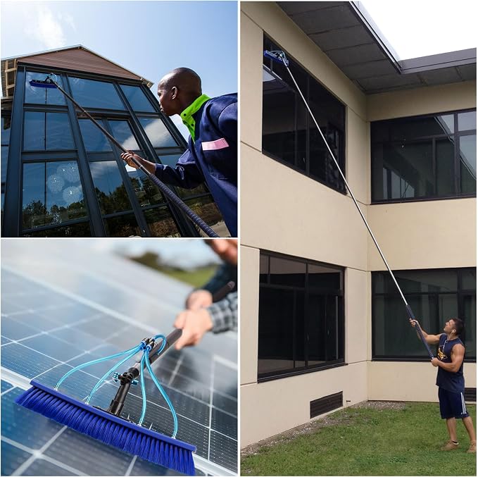 26FT Window Cleaning Brush Kit, 4-26ft Adjustable Water Fed Pole Kit, Solar - Image 2