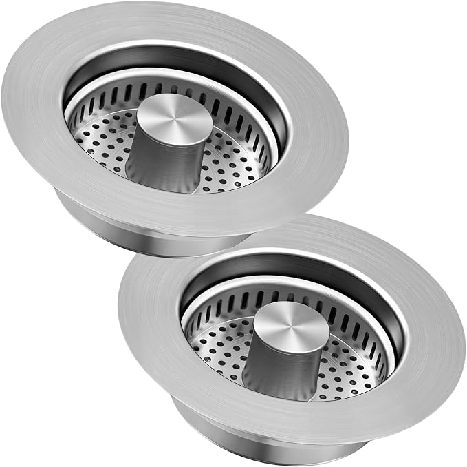 3-in-1 Kitchen Sink Drain Strainer & Stopper, Stainless Steel Food Catcher Plug by Unknown