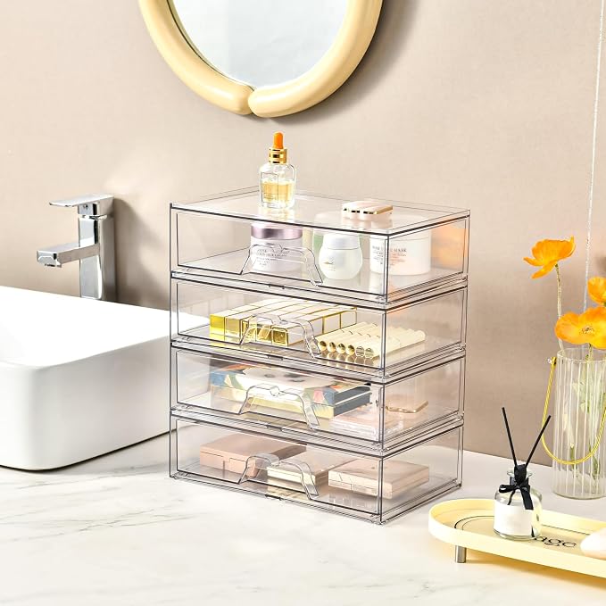 3 Pack Stackable Makeup Organizer, 12.1''L Acrylic Bathroom Organizer and - Image 5