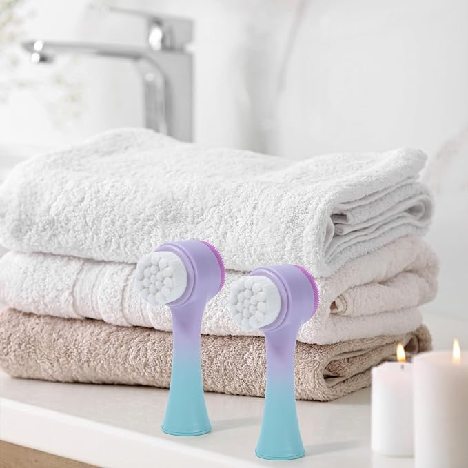 Face Brush 2 in 1, Silicone Facial Cleansing Exfoliating Brush Soft Bristles - Image 8
