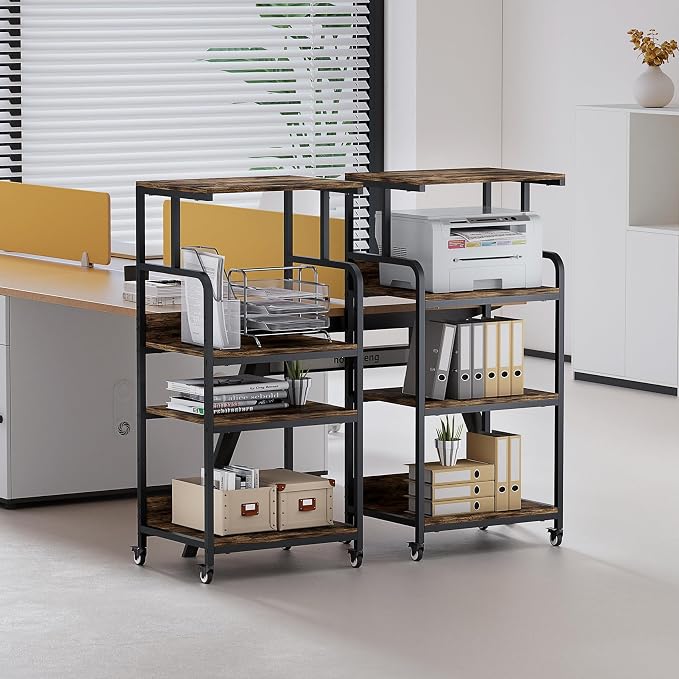4 Tier Printer Stand with Storage Shelf, Large Tall Printer Table - Image 8