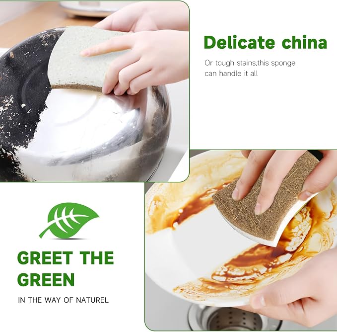 10 Pack Biodegradable Natural Sponges Kitchen - Image 4
