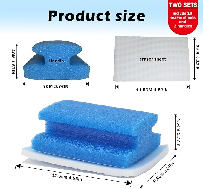 Magic Sponge Brush with Handle, Magic Sponge Eraser Handy-Grip with 10 Scouring - Image 4