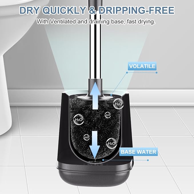 SetSail Toilet Brush and Holder, Self Closing Lid Toilet Bowl Brushes Holder - Image 5