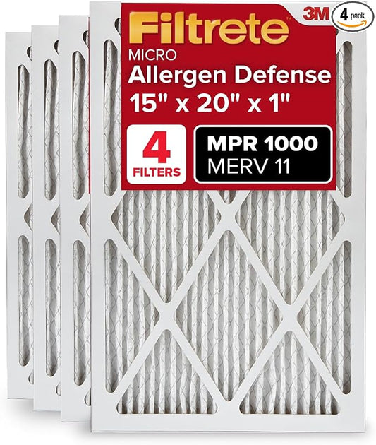 Filtrete 15x20x1 AC Furnace Air Filter, MERV 11, MPR 1000, Micro Allergen by Filtrete