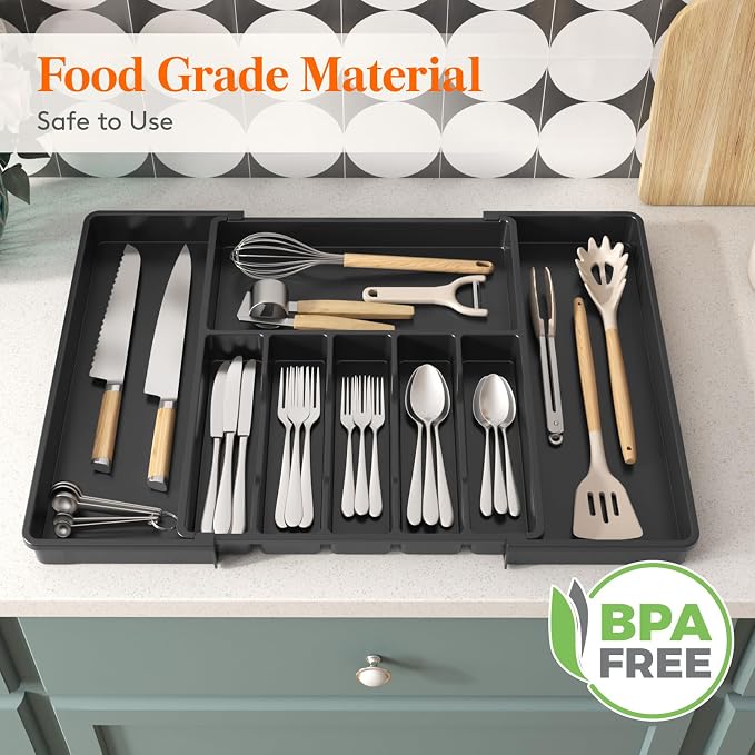 Lifewit Silverware Drawer Organizer, Expandable from 15.4 to 27 inches - Image 8