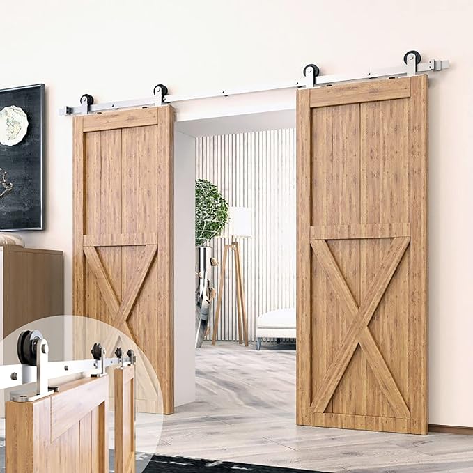 Homacer Brushed Nickel Non-Bypass Sliding Barn Door Hardware Kit, by HOMACER