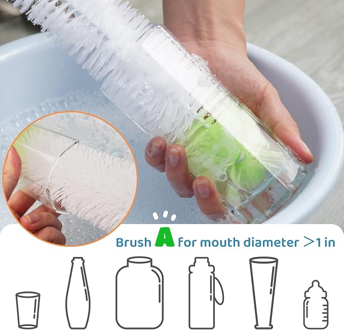 LiKee Super-Long 18" Bottle Cleaning Brush, Extra-Large 2.5” Wide Cleaner - Image 3
