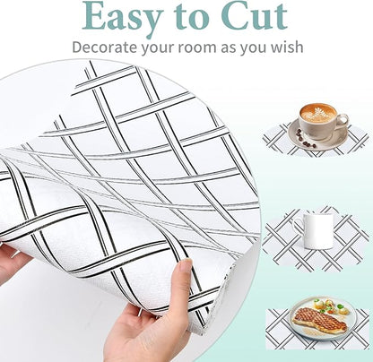 Drawer and Shelf Liner for Kitchen Cabinet: 12 in X 20 Ft Non Slip Waterproof Shelf Paper Non Adhesive Refrigerator Liners Black and White Squares Easy Liners for Bathroom