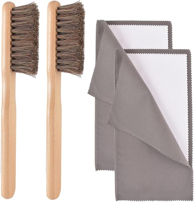 4 Pieces Silver Polish Set, Jewelry Cleaning Brushes Tool Kit Horsehair Brushes by DXary