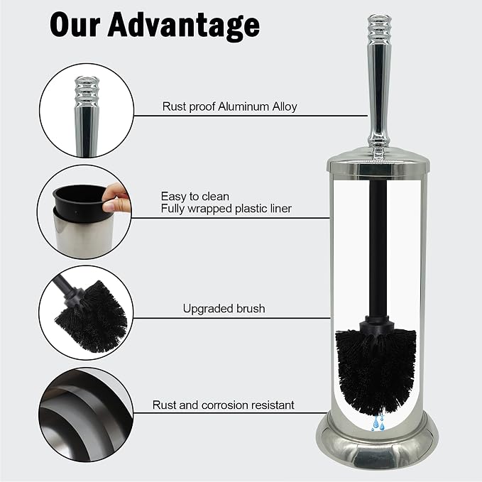 Silver Chrome Toilet Bowl Brush - Image 3