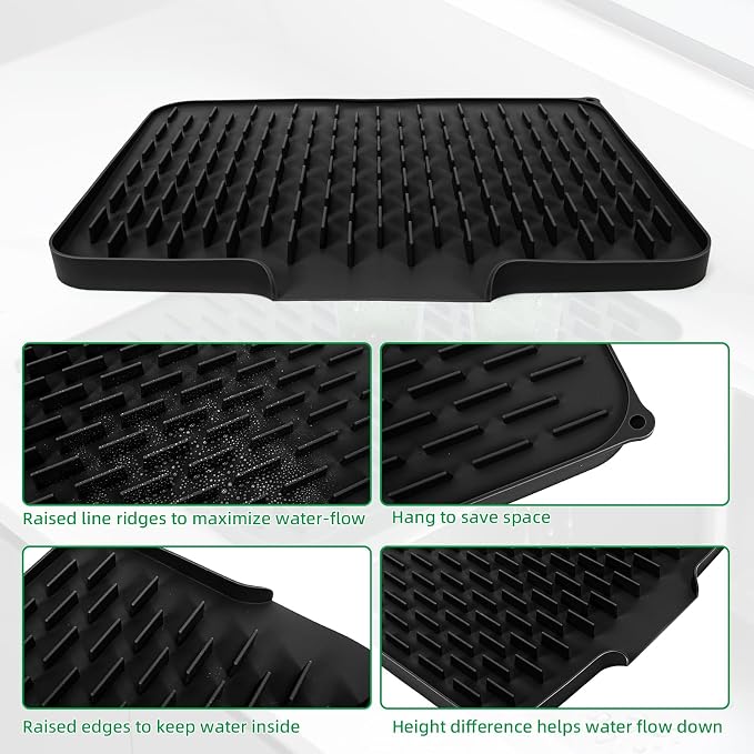 LONGKING Black Non-Slip Dish Drying Mat - Image 4