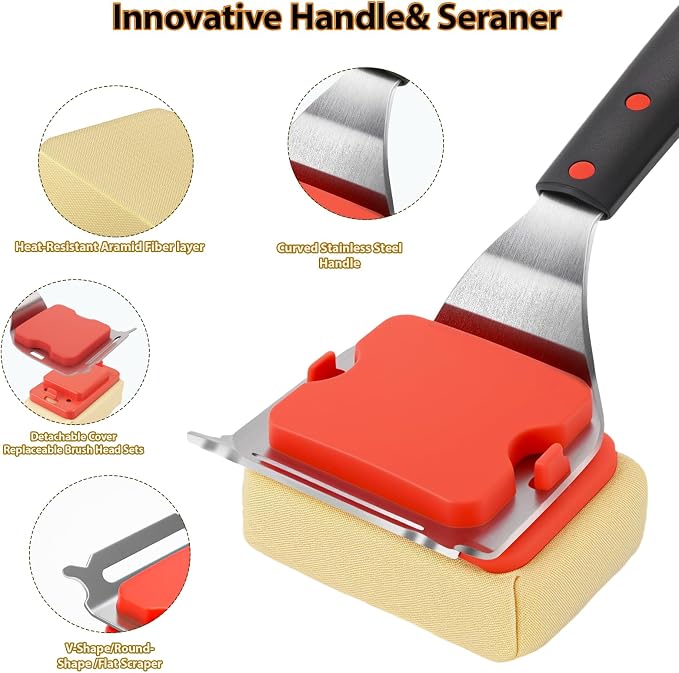 Grill Brush Bristle Free, BBQ Grill Brushes and Scraper - Image 6