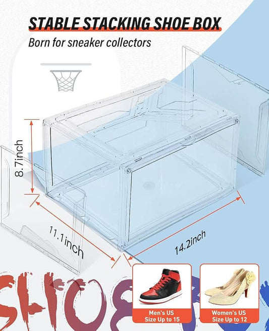 KDOR Shoe Box for sneakers，Closet, hat Clear Plastic Stackable 10 Pack Sneaker - Image 2