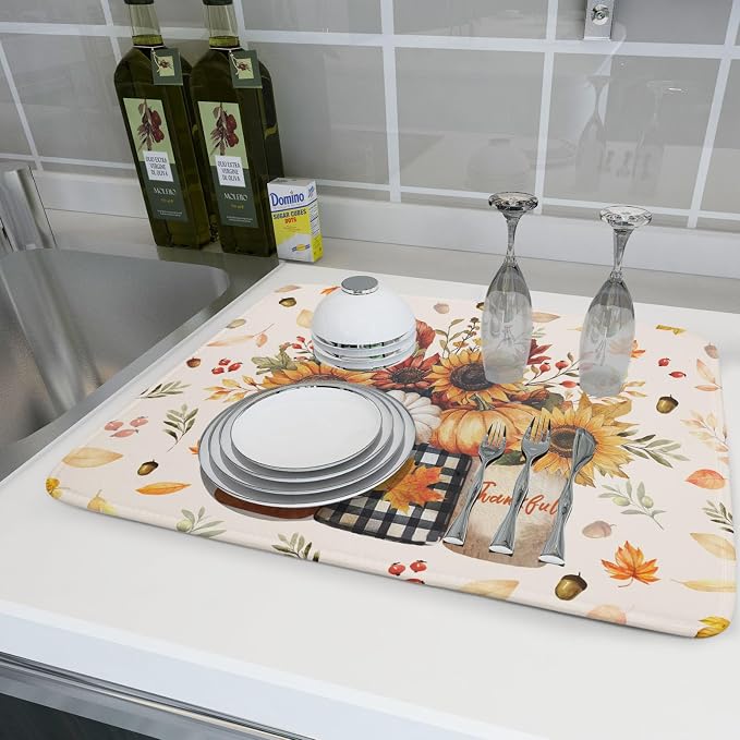 Autumn Sunflowers Vase Dish Drying Mat - Image 6