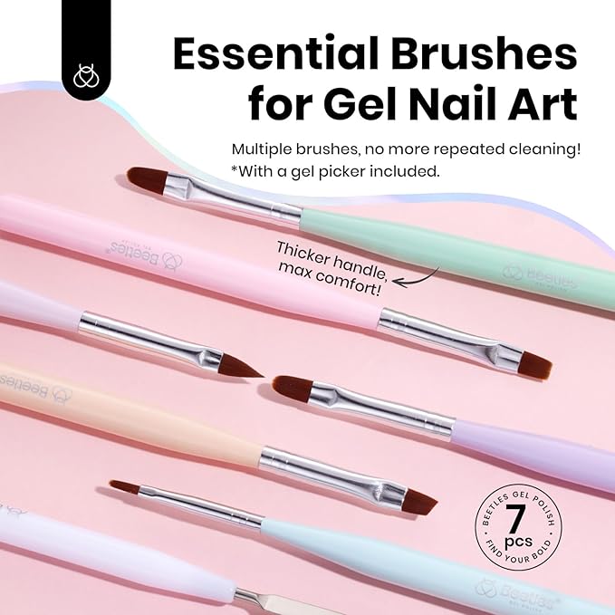 Beetles Nail Art Brushes Set, Fingernail Art Design Pens, Wood Alloy Handle - Image 2