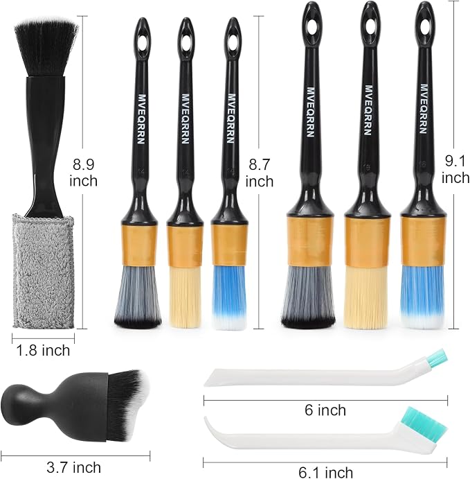 10PCS Car Detailing Brush Set, Boars Hair Car Cleaning Detail Brush kit - Image 2