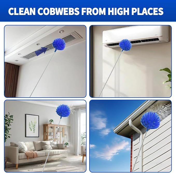 Cobweb Duster with Extension Pole, Washable Cleaning Duster Set with 2 Duster - Image 5