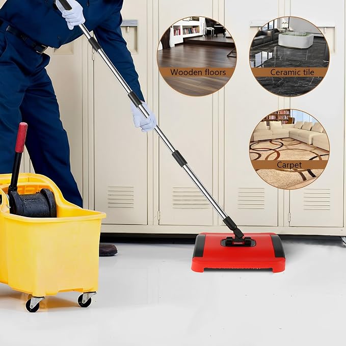 BS Carpet Floor Sweeper with Horsehair Manual Carpet Sweeper Cleaner - Image 5