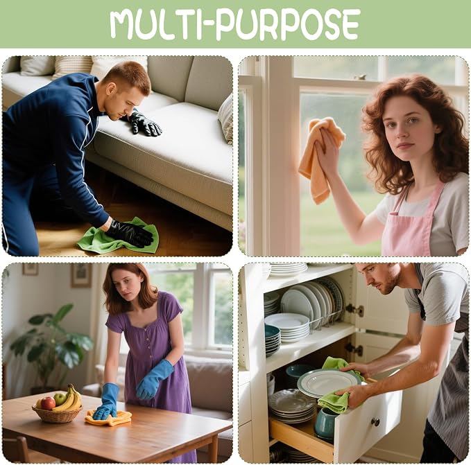 4 Pack Extra Large Microfiber Cleaning Cloths 20"x30", Lint-Free Reusable Towels - Image 7