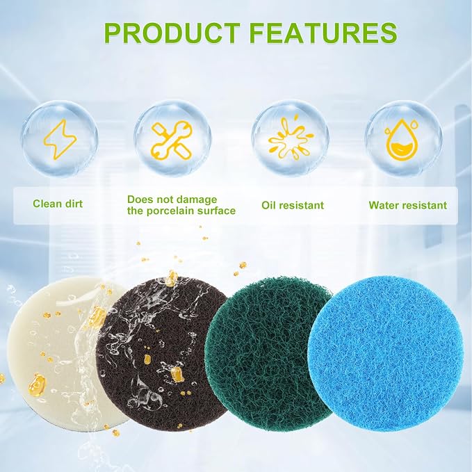 16pcs Electric Cleaning Brush Pad Set 4 Foam Pads 4 Kitchen Mats 4 Performance - Image 6